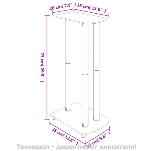 Стойки за тонколони 2 бр черни закалено стъкло дизайн 3 стълба