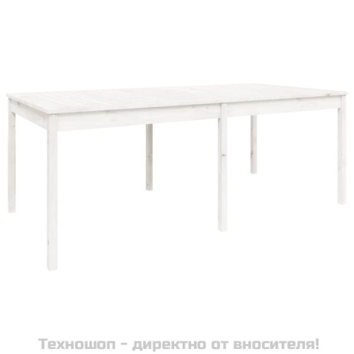 Градинска маса, бяла 203,5x100x76 см, борово дърво масив