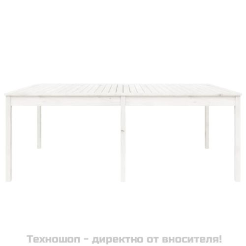 Градинска маса, бяла 203,5x100x76 см, борово дърво масив
