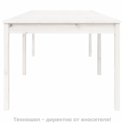 Градинска маса, бяла 203,5x100x76 см, борово дърво масив
