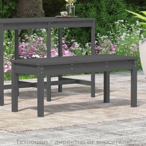 Градинска пейка сива 109x44x45 см борово дърво масив