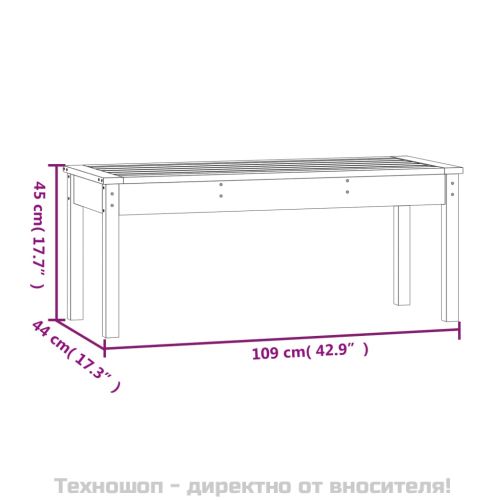 Градинска пейка сива 109x44x45 см борово дърво масив
