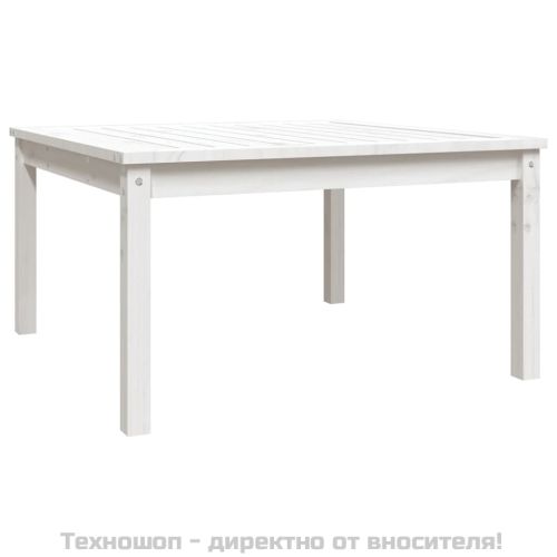 Градинска маса, бяла, 82,5x82,5x45 см, борово дърво масив