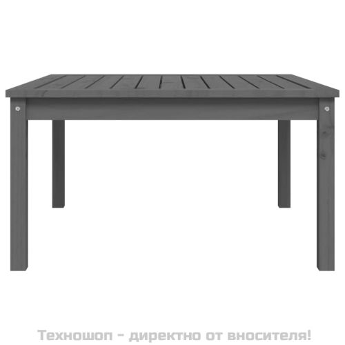 Градинска маса, сива, 82,5x82,5x45 см, борово дърво масив