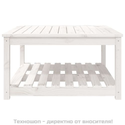 Градинска маса, бяла, 82,5x82,5x45 см, борово дърво масив