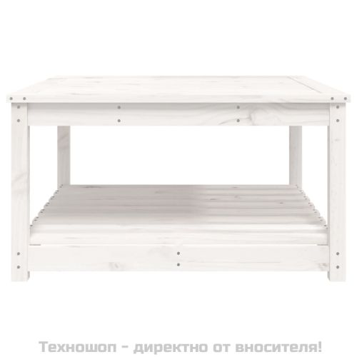 Градинска маса, бяла, 82,5x82,5x45 см, борово дърво масив