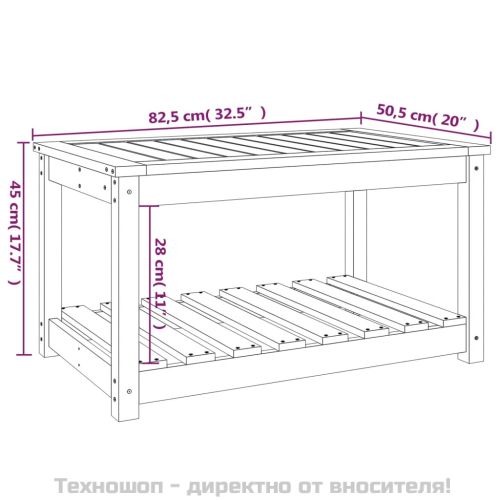 Градинска маса, 82,5x50,5x45 см, дугласко дърво масив