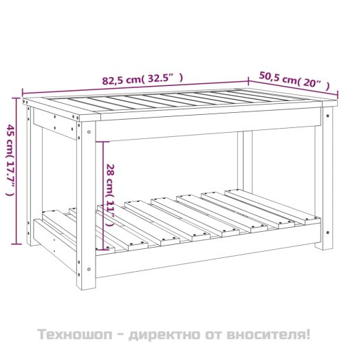 Градинска маса черна 82,5x50,5x45 см масивна борова дървесина