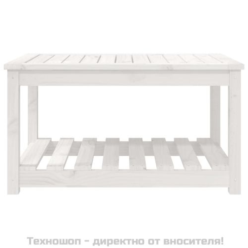 Градинска маса, бяла, 82,5x50,5x45 см, борово дърво масив