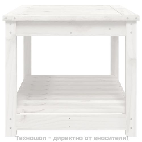 Градинска маса, бяла, 82,5x50,5x45 см, борово дърво масив