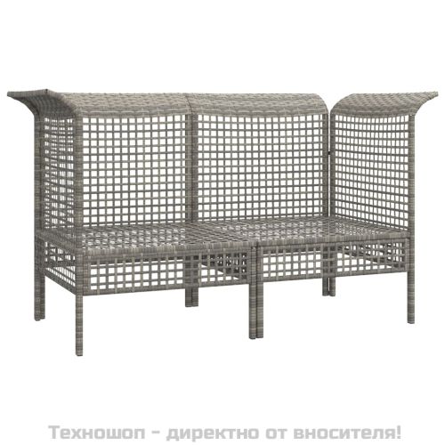 Градински ъглови дивани с възглавници, 2 бр, сиви, полиратан