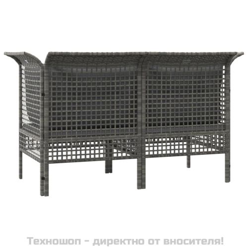 Градински ъглови дивани с възглавници, 2 бр, сиви, полиратан
