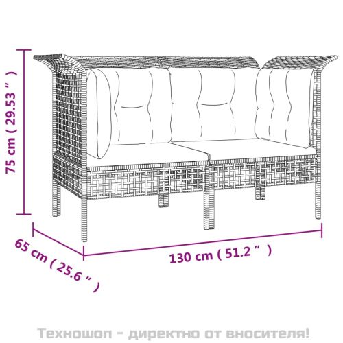 Градински ъглови дивани с възглавници, 2 бр, сиви, полиратан