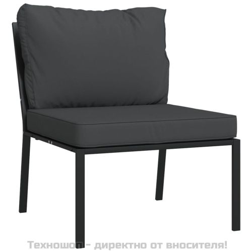 Градински лаундж комплект 7 части със сиви възглавници стомана