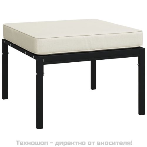 Градински лаундж комплект 7 части с пясъчни възглавници стомана