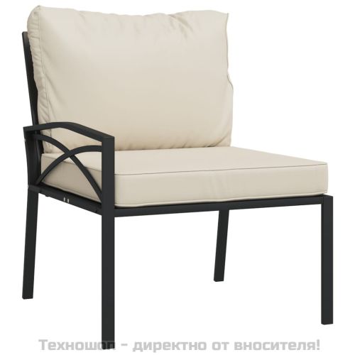 Градински лаундж комплект 6 части с пясъчни възглавници стомана