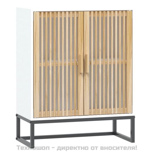 Сайдборд, бял, 60x30x75 см, инженерно дърво