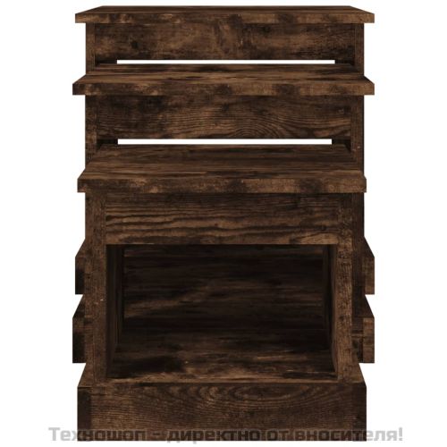 Кафе маси, 3 бр, опушен дъб, инженерно дърво