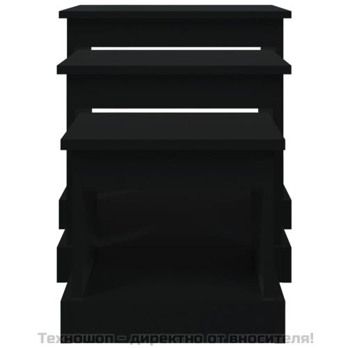 Кафе маси, 3 бр, черни, инженерно дърво