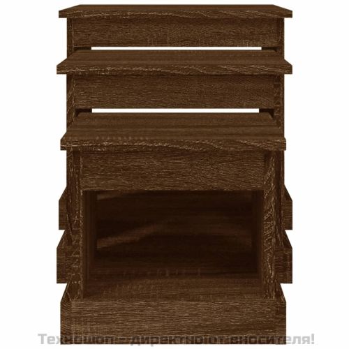 Кафе маси, 3 бр, кафяв дъб, инженерно дърво