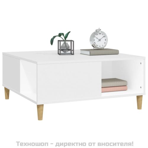 Кафе маса, бяла, 80x80x36,5 см, инженерно дърво