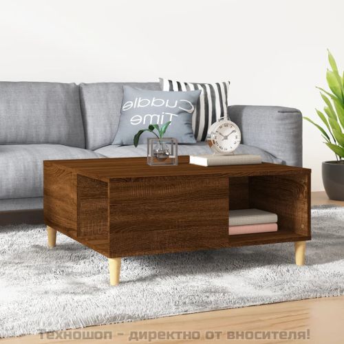 Кафе маса, кафяв дъб, 80x80x36,5 см, инженерно дърво