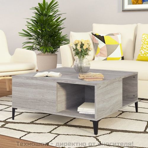 Кафе маса, сив сонома, 80x80x36,5 см, инженерно дърво