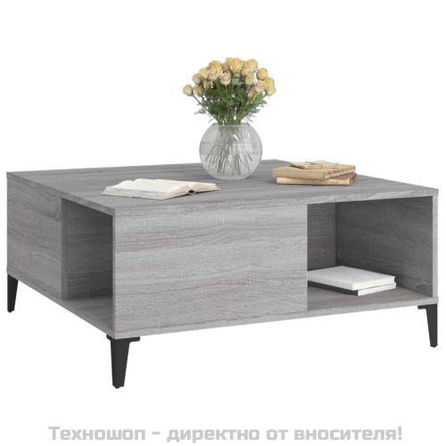 Кафе маса, сив сонома, 80x80x36,5 см, инженерно дърво