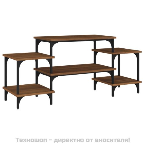 ТВ шкаф, кафяв дъб, 117x35x52 см, инженерно дърво