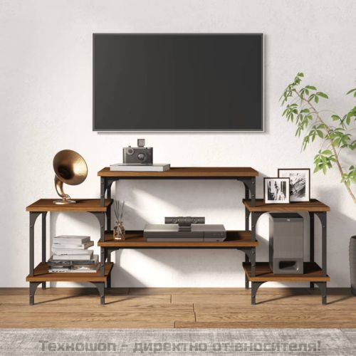 ТВ шкаф, кафяв дъб, 117x35x52 см, инженерно дърво