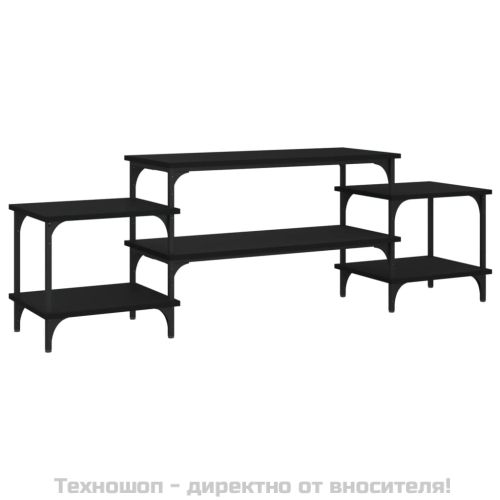 ТB шкаф, черен, 157x35x52 см, инженерно дърво