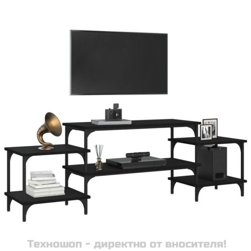 ТB шкаф, черен, 157x35x52 см, инженерно дърво