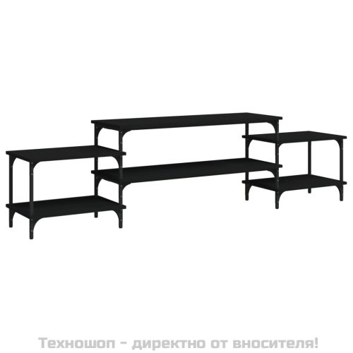 ТB шкаф, черен, 197x35x52 см, инженерно дърво