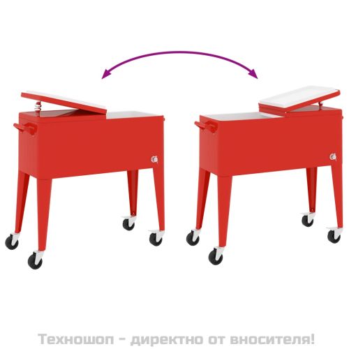 Хладилна количка с колела, червена, 92x43x89 см