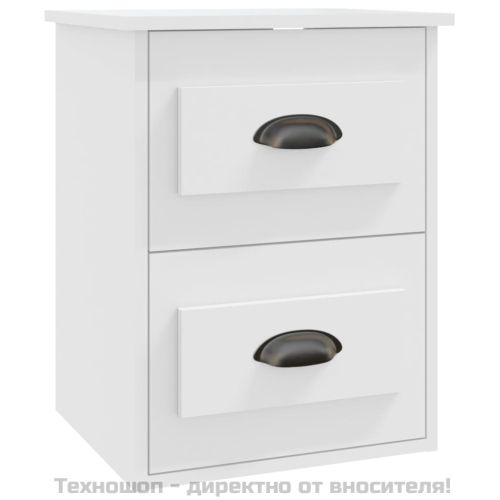 Нощно шкафче за стенен монтаж, бяло, 41,5x36x53 см