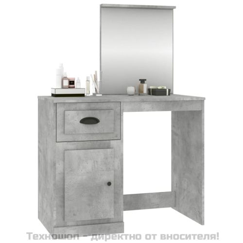 Тоалетка с огледало бетонно сиво 90x50x132,5 см инженерно дърво