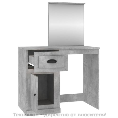 Тоалетка с огледало бетонно сиво 90x50x132,5 см инженерно дърво