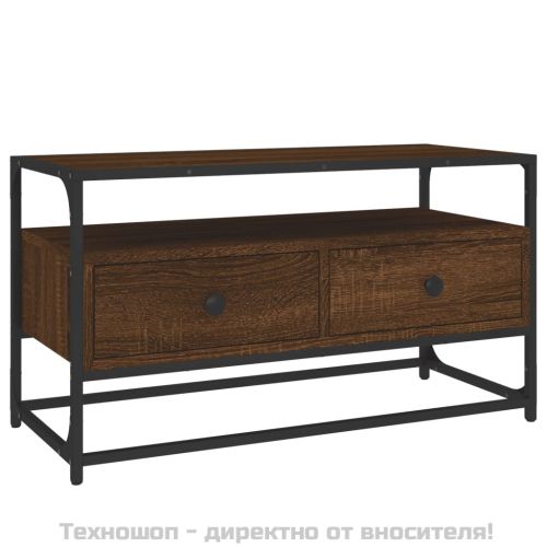 ТВ шкаф, кафяв дъб, 80x35x45 см, инженерно дърво