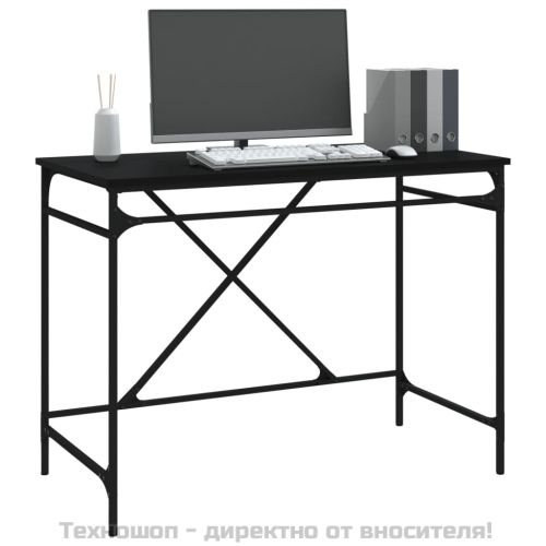 Бюро, черно, 100x50x75 см, инженерно дърво и желязо