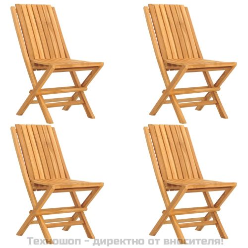 Сгъваеми градински столове, 4 бр, 47x47x89 см, тик масив