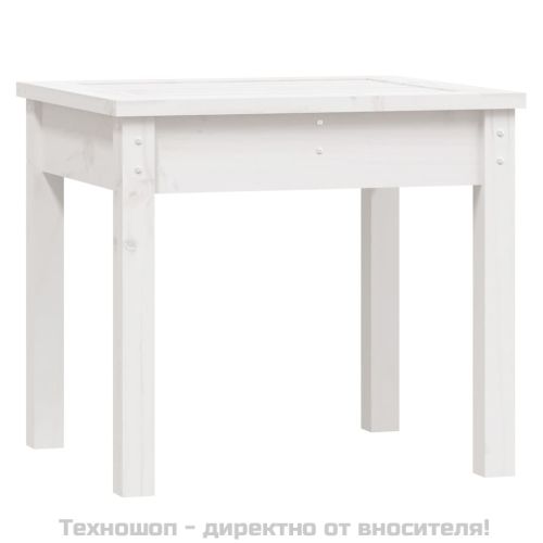 Градинска пейка, бяла, 50x44x45 см, борово дърво масив