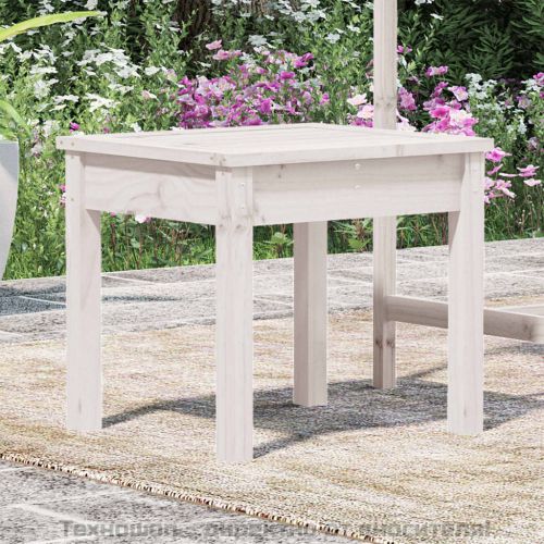 Градинска пейка, бяла, 50x44x45 см, борово дърво масив