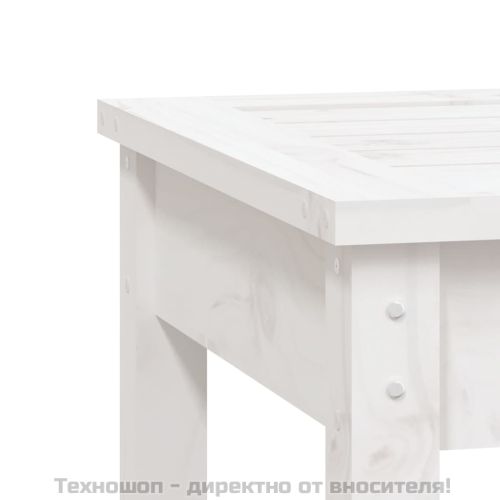 Градинска пейка, бяла, 50x44x45 см, борово дърво масив