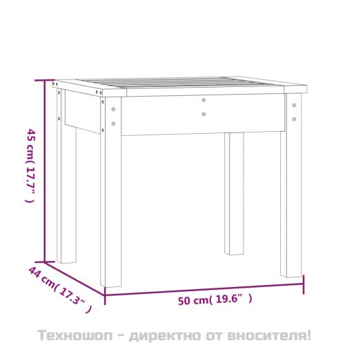 Градинска пейка, бяла, 50x44x45 см, борово дърво масив
