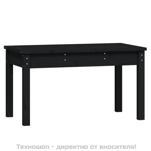 Градинска пейка, черна, 80x44x45 см, борово дърво масив
