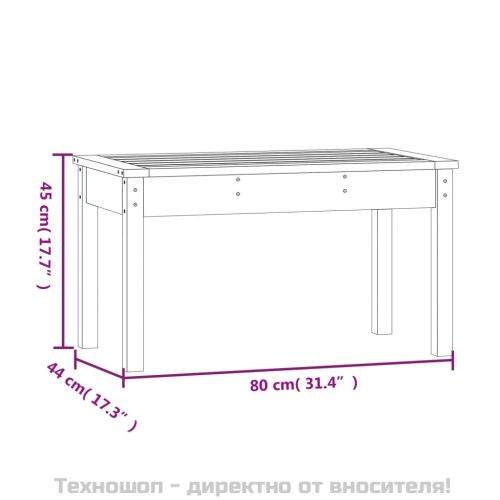 Градинска пейка, черна, 80x44x45 см, борово дърво масив