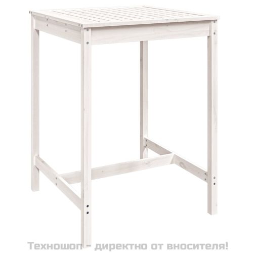 Градинска маса, бяла 82,5x82,5x110 см, борово дърво масив