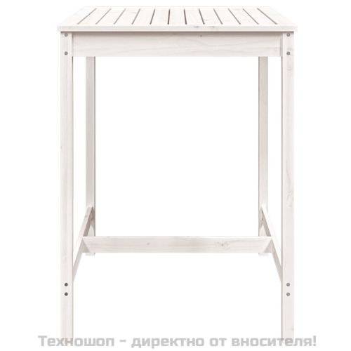 Градинска маса, бяла 82,5x82,5x110 см, борово дърво масив