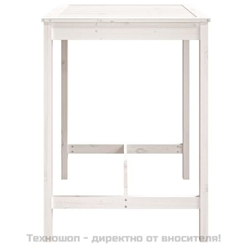 Градинска маса, бяла 82,5x82,5x110 см, борово дърво масив