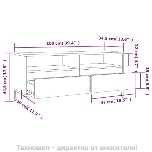 ТB шкаф, опушен дъб, 100x34,5x44,5 см, инженерно дърво